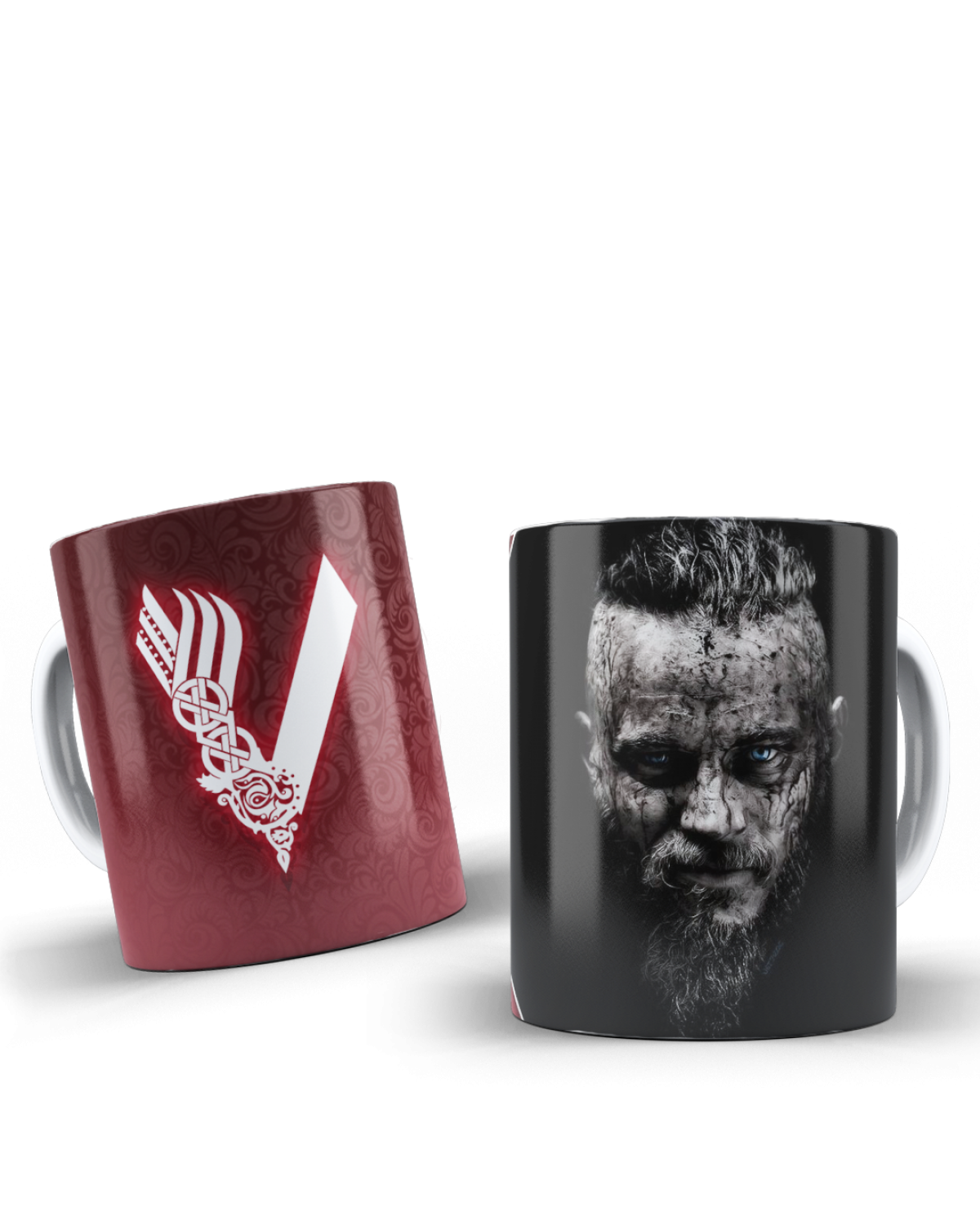 VIKINGS DİZ RAGNAR  BEYAZ RENKLİ SERAMİK KUPA BARDAK