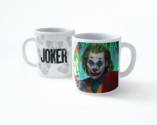 DC COMİCS THE JOKER  MİKROFON KLASİK  BEYAZ RENKLİ SERAMİK KUPA BARDAK