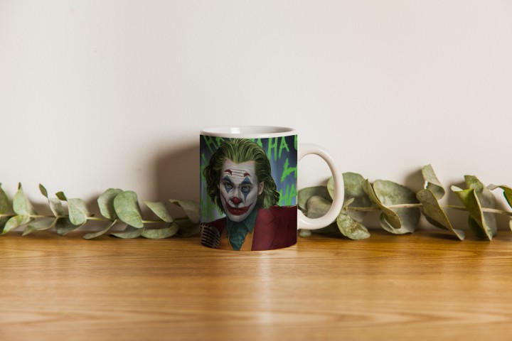 DC COMİCS THE JOKER  MİKROFON KLASİK  BEYAZ RENKLİ SERAMİK KUPA BARDAK