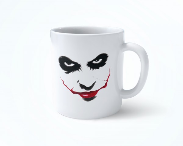 Joker Gülümseyen yüz KLASİK  BEYAZ RENKLİ SERAMİK KUPA BARDAK