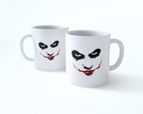 Joker Gülümseyen yüz KLASİK  BEYAZ RENKLİ SERAMİK KUPA BARDAK