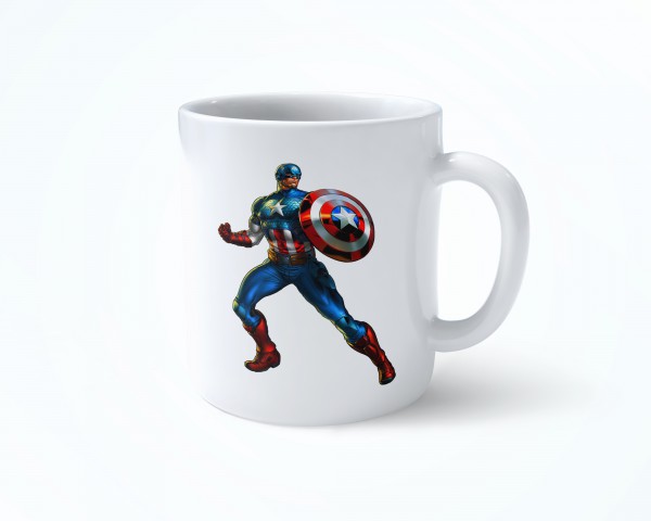 KAPTAN AMERİKA MARVEL TEK BEYAZ RENKLİ SERAMİK KUPA BARDAK
