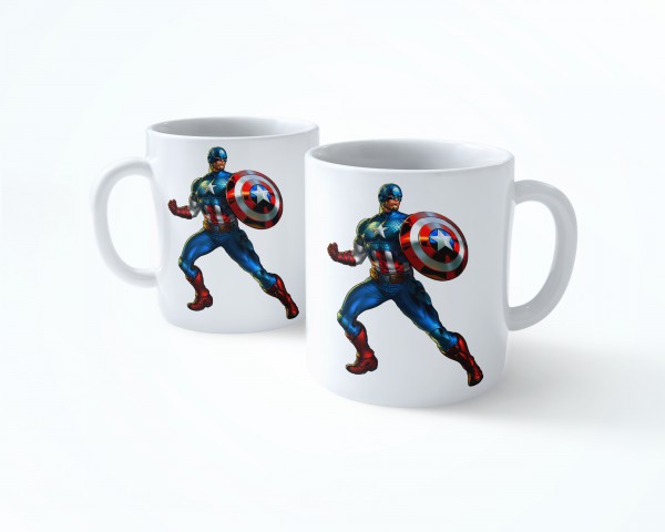 KAPTAN AMERİKA MARVEL TEK BEYAZ RENKLİ SERAMİK KUPA BARDAK