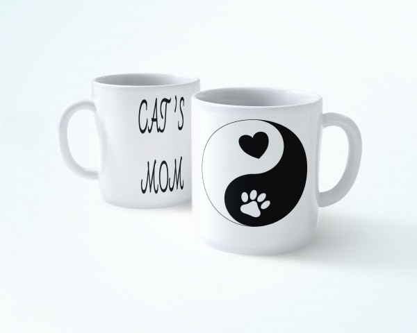 CATS MOM SERİSİ PATİ VE AŞK KARMA   beyaz renkli seramik kupa bardak