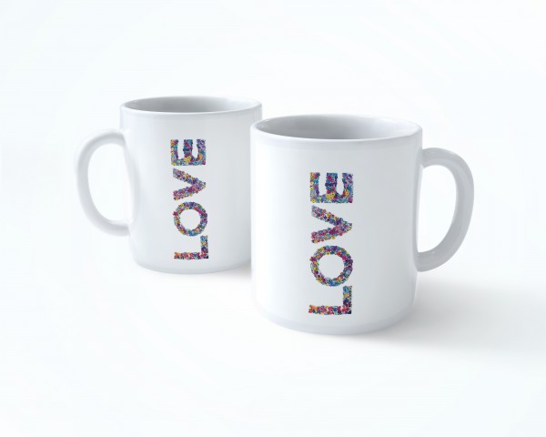 LOVE FLOVERS  KLASİK  BEYAZ RENKLİ SERAMİK KUPA BARDAK