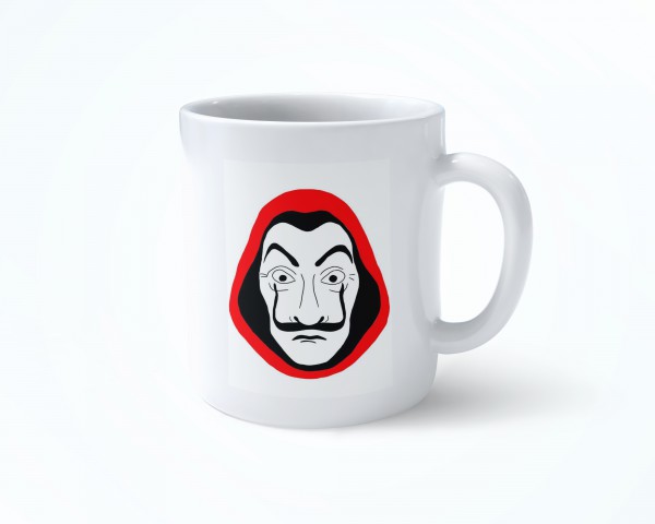 LA CASA DE PAPEL TEK MASKE  BEYAZ RENKLİ SERAMİK KUPA BARDAK