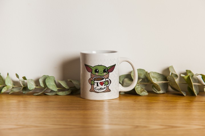MİNİ YODA COFFEE STAR WARS  BEYAZ RENKLİ SERAMİK KUPA BARDAK
