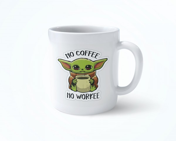 MİNİ YODA COFFEE STAR WARS  BEYAZ RENKLİ SERAMİK KUPA BARDAK