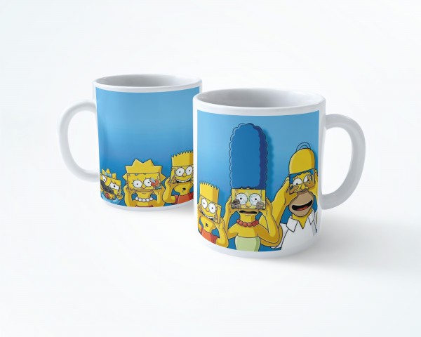 THE SIMPSONS AİLE  BEYAZ RENKLİ SERAMİK KUPA BARDAK