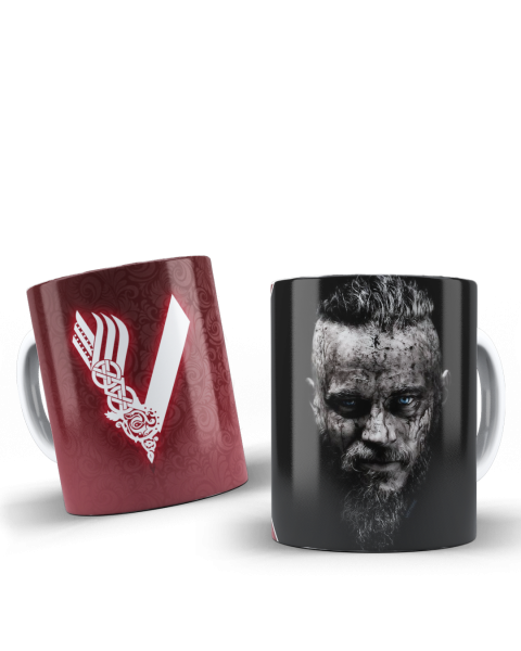 VIKINGS DİZ RAGNAR  BEYAZ RENKLİ SERAMİK KUPA BARDAK