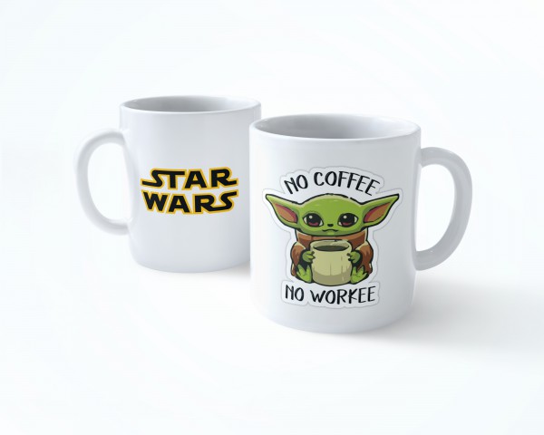 YODA COFFEE STAR WARS  BEYAZ RENKLİ SERAMİK KUPA BARDAK